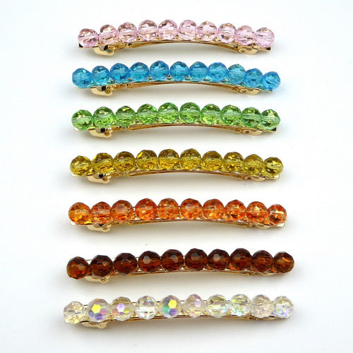 Barrette Cheveux Perles à Facette 8cm - Élégante & Raffinée