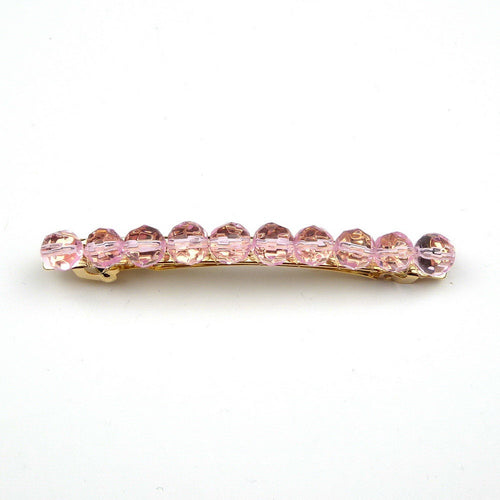 Barrette Cheveux Perles à Facette 8cm rose