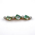 Barrette Cheveux Perles Nacre Coquillage 8cm bleu