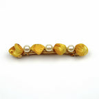 Barrette Cheveux Perles Nacre Coquillage 8cm jaune
