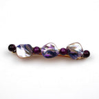 Barrette Cheveux Perles Nacre Coquillage 8cm violet