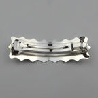 Barrette Cheveux Rectangulaire Dentelée 8,7cm Métal Brossé argenté