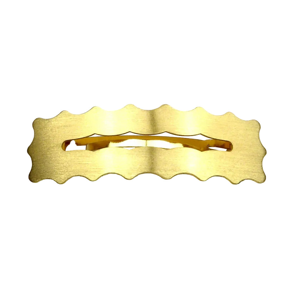 Barrette Cheveux Rectangulaire Dentelée 8,7cm Métal Brossé Or