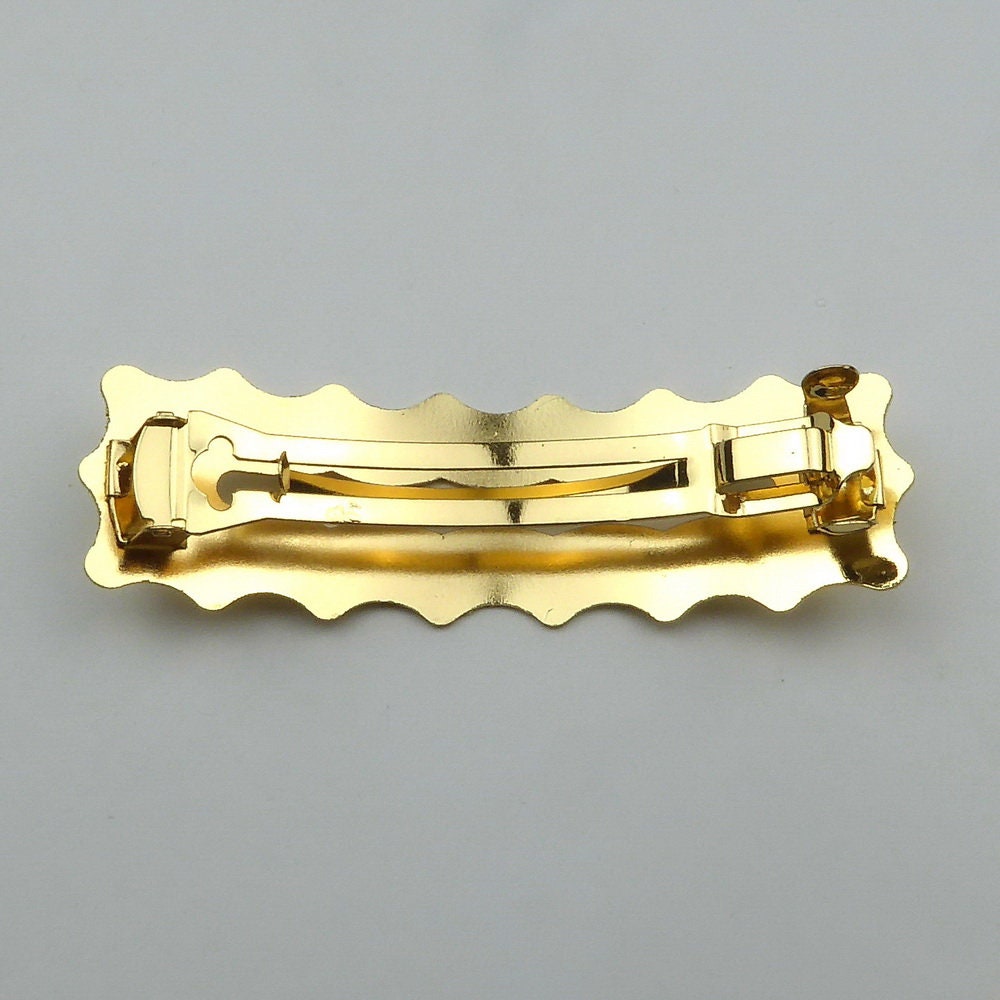 Barrette Cheveux Rectangulaire Dentelée 8,7cm Métal Brossé or