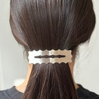 Barrette Cheveux Rectangulaire Dentelée 8,7cm Métal Brossé
