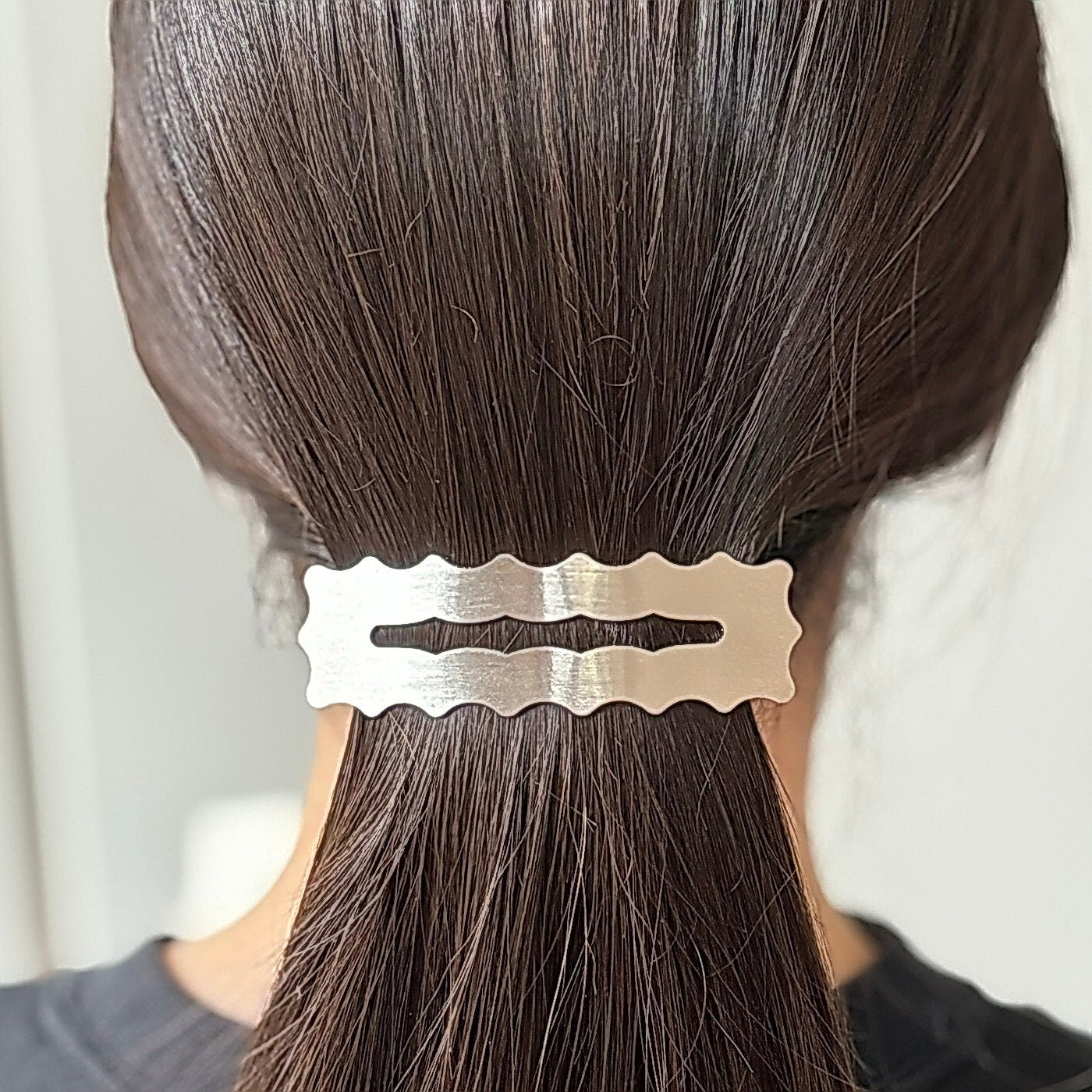 Barrette Cheveux Rectangulaire Dentelée 8,7cm Métal Brossé