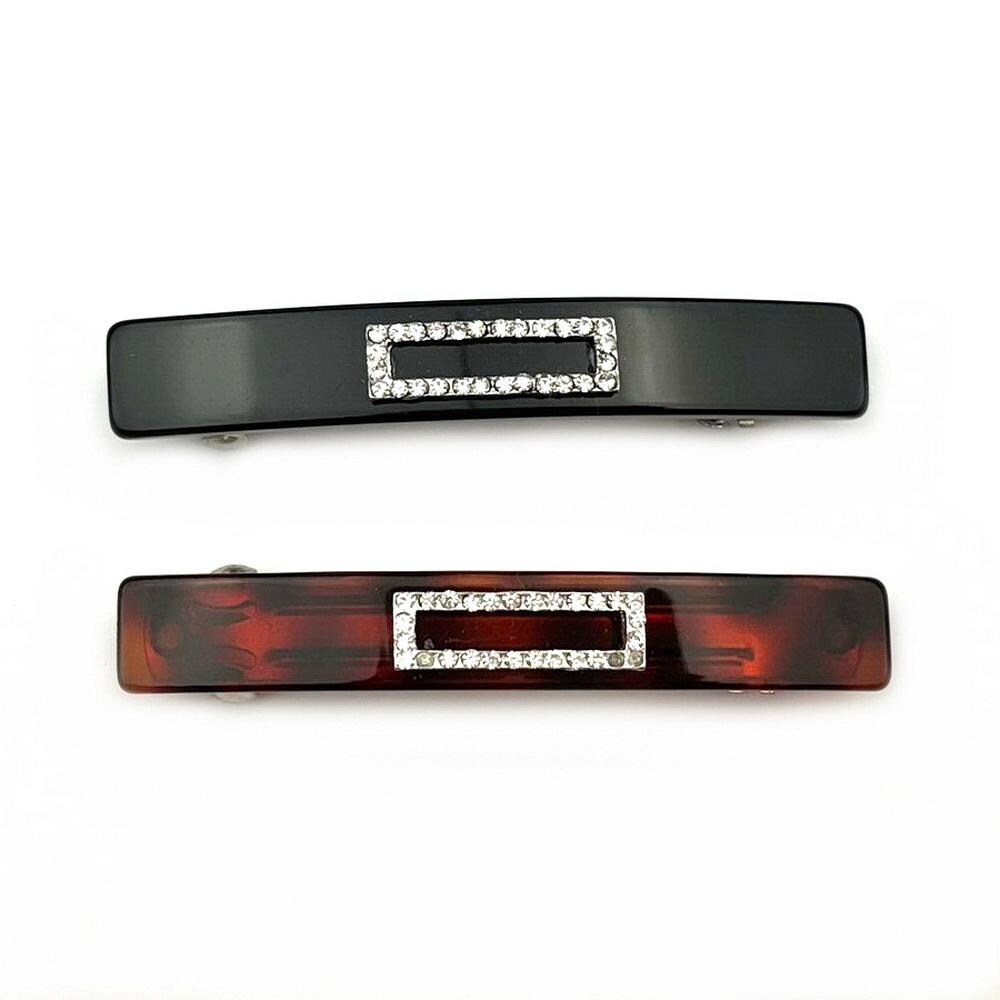 Barrette Cheveux Rectangulaire Strass 7.5cm - Fait Main
