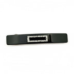 Barrette Cheveux Rectangulaire Strass 7.5cm noir - Fait Main