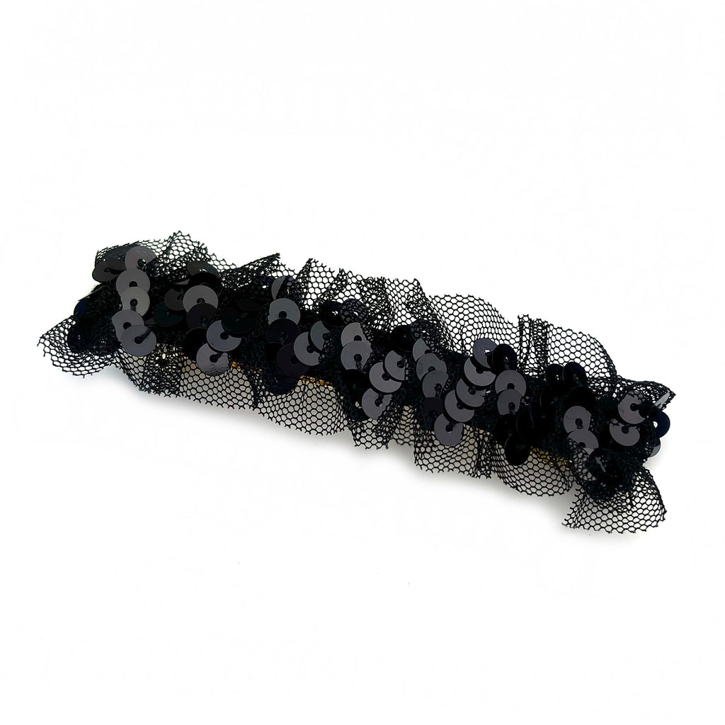 Barrette Cheveux Sequin et Tulle 9cm noir