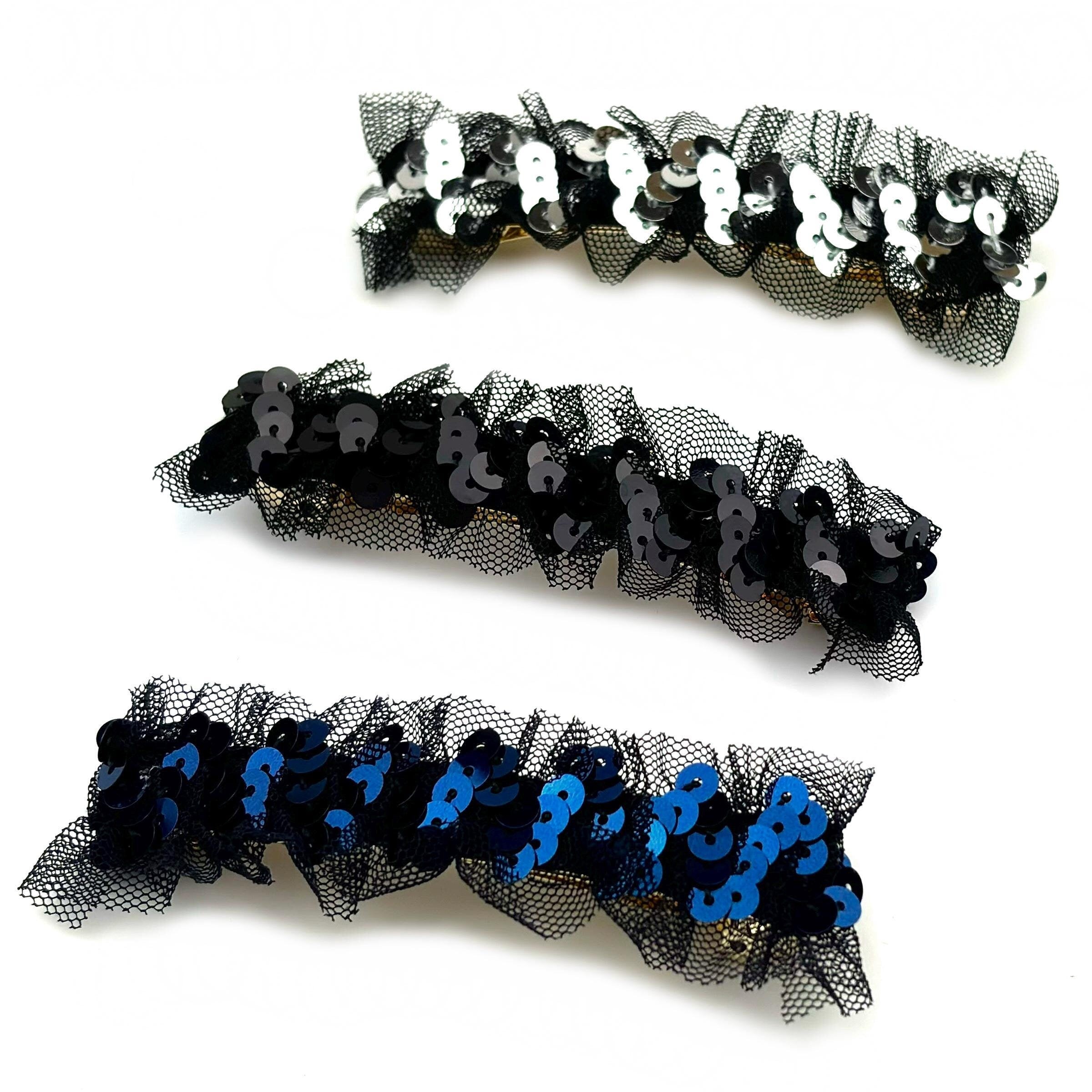Barrette Cheveux Sequin et Tulle 9cm - soirées, fêtes, cérémonie