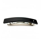 Barrette cheveux celluloid rectangulaire 9cm noir strass fait main