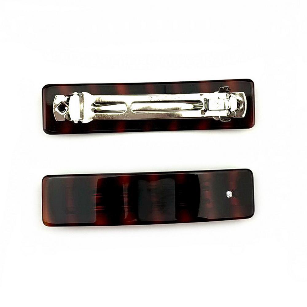 Barrette cheveux celluloid rectangulaire 9cm strass
