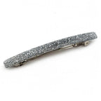 Barrette cheveux longue 10cm en acétate paillette argent