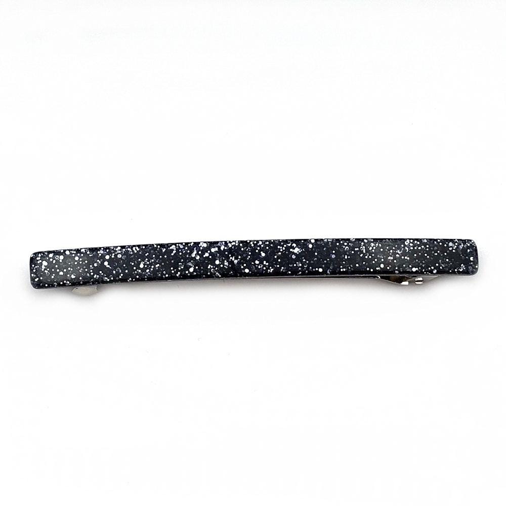 Barrette cheveux longue 10cm en acétate paillette gris