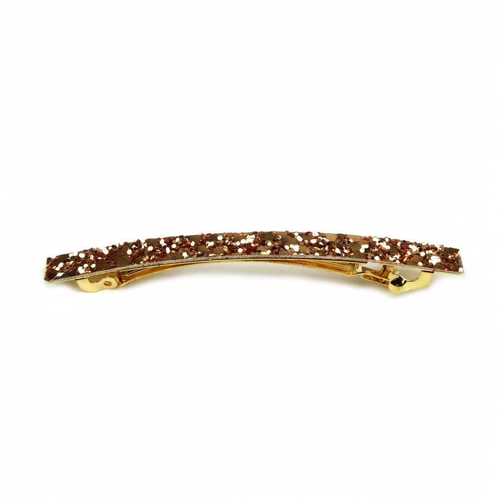 Barrette cheveux longue 10cm paillette or rose