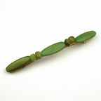 Barrette cheveux longue 10cm perles résine vert
