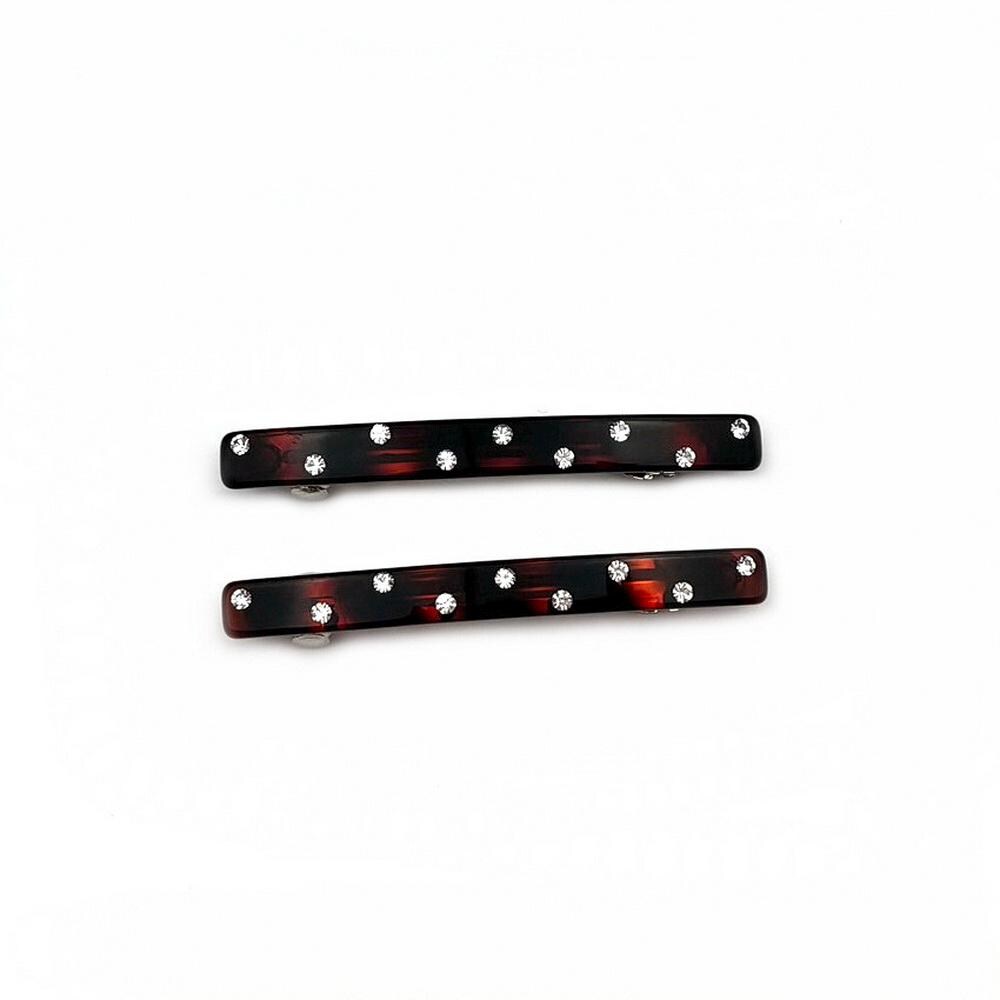 Barrette cheveux 6.5cm avec strass demi-blond - Lot de 2