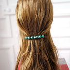 Barrette cheveux 8.5cm perle marbré bleu