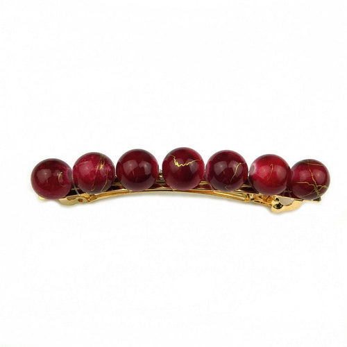 Barrette cheveux 8.5cm perle rouge fait main