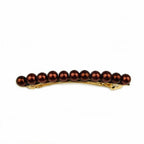 Barrette cheveux 8.5cm, perles nacrées marron