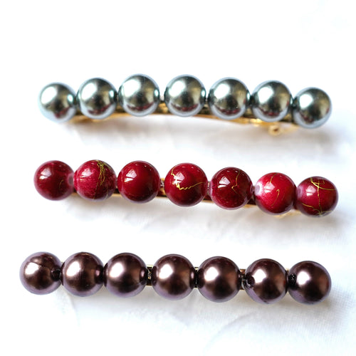 Barrette cheveux 8.5cm perles nacré