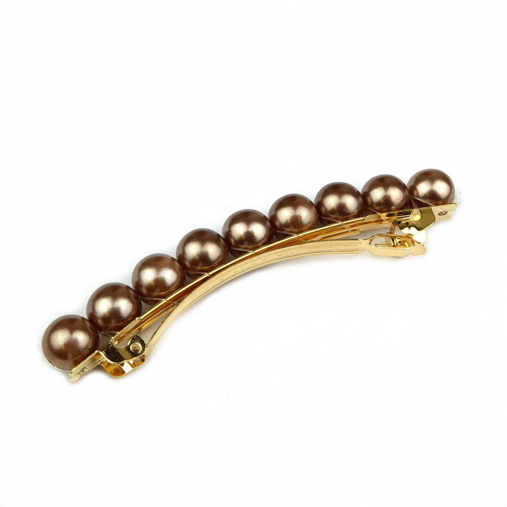 Barrette cheveux 8.5cm perles nacrées cheveux fins