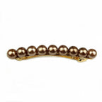 Barrette cheveux 8.5cm perles nacrées marron