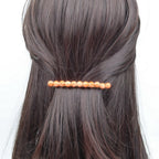 Barrette cheveux 8cm, perles 8mm orange