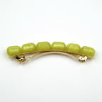 Barrette cheveux 8cm perles ovales jaune cheveux fins