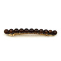 Barrette cheveux 8cm, perles 8mm marron