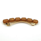 Barrette cheveux 8cm perles ovales marron cheveux fin