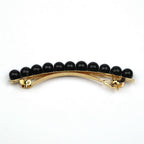 Barrette cheveux 8cm, perles 8mm noir cheveux fin