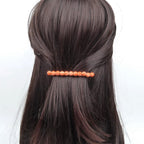 Barrette cheveux 8cm, perles orange