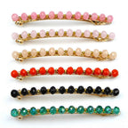 Barrette cheveux fine 8cm, perles ovale facette
