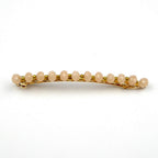 Barrette cheveux fine 8cm, perles ovale facette beige