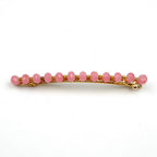 Barrette cheveux fine 8cm, perles ovale facette rose