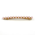 Barrette cheveux fine 8cm, perles ovale facette rose poudré