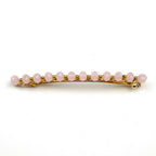 Barrette cheveux fine 8cm, perles ovale facette rose poudré