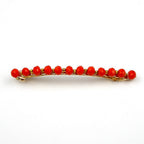Barrette cheveux fine 8cm, perles ovale facette rouge