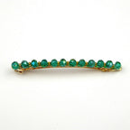 Barrette cheveux fine 8cm, perles ovale facette vert