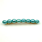 Barrette cheveux 8cm, perles ovales nacrées turquoise