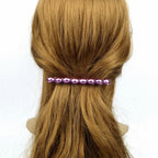 Barrette cheveux 8cm, perles ovales nacrées violet