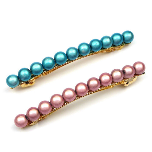 Barrette cheveux 8cm, perles translucides cheveux fins