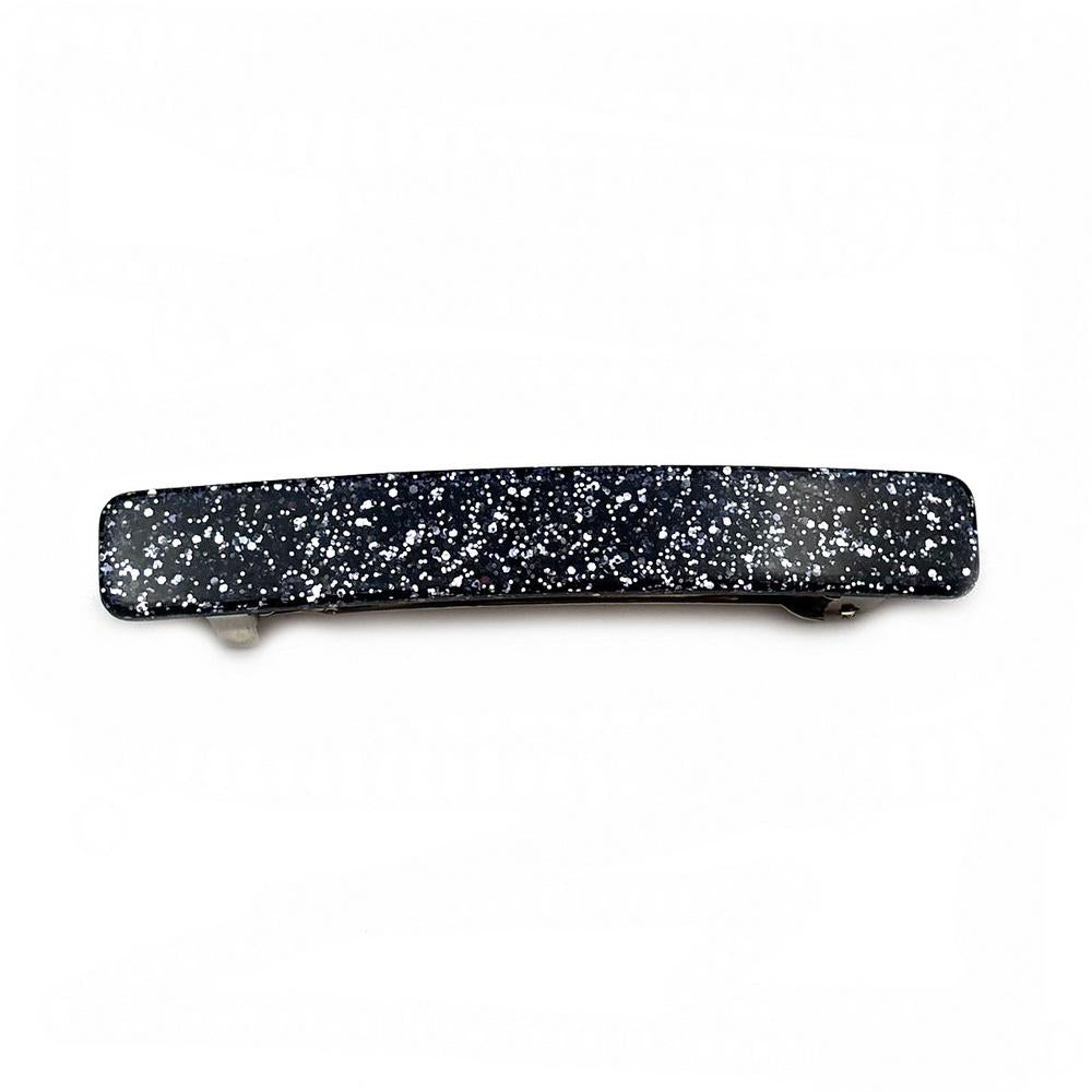 Barrette cheveux 9cm acétate fait main paillette gris