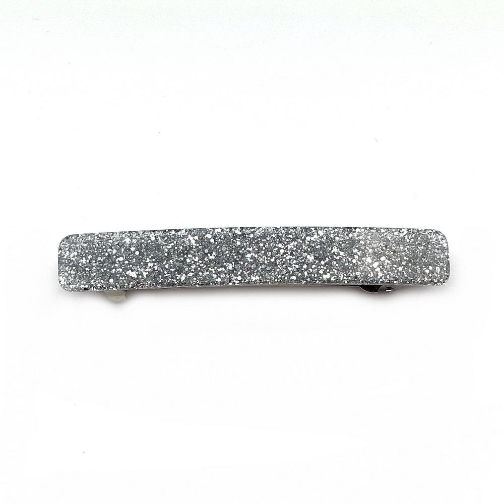 Barrette cheveux 9cm acétate paillette argent