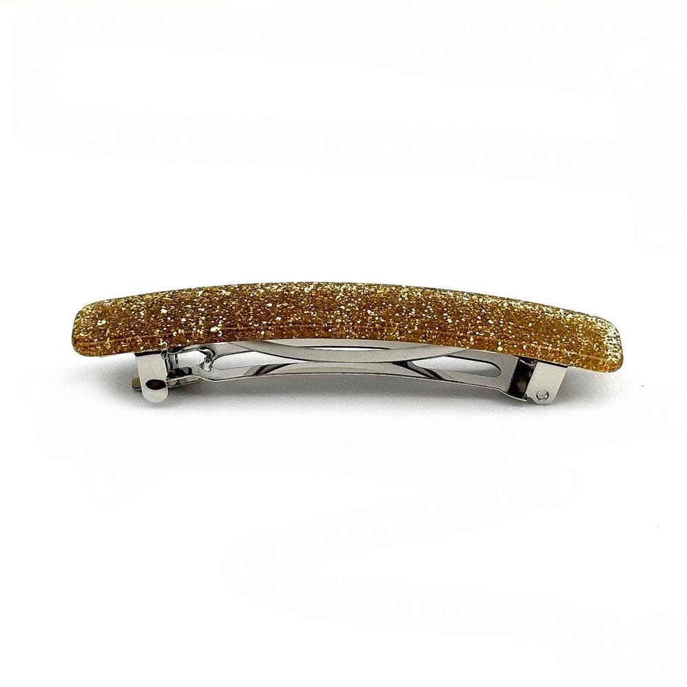 Barrette cheveux 9cm acétate fait main paillette doré