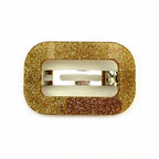 Barrette cheveux ajourée en acétate pailleté doré