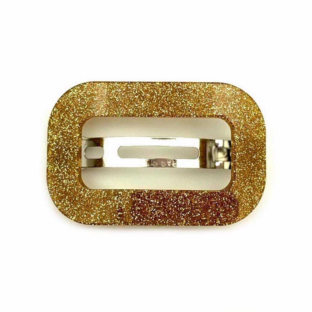 Barrette cheveux ajourée en acétate pailleté doré