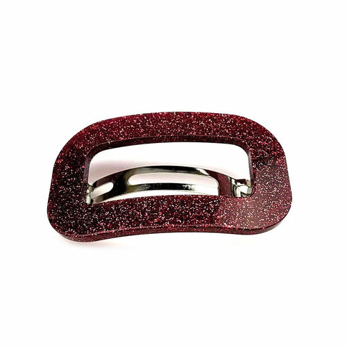 Barrette cheveux ajourée en acétate pailleté rouge