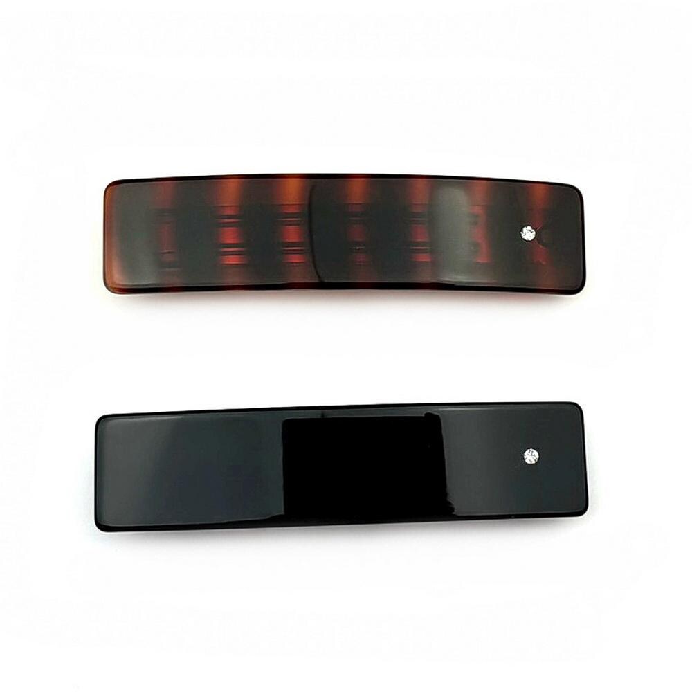 Barrette cheveux celluloid rectangulaire 9cm strass